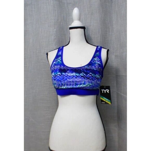 TYR Women's Emerald Lake Racerback Bikini Top, Size L (10/12); Velvet/Turquoise - Picture 3 of 12